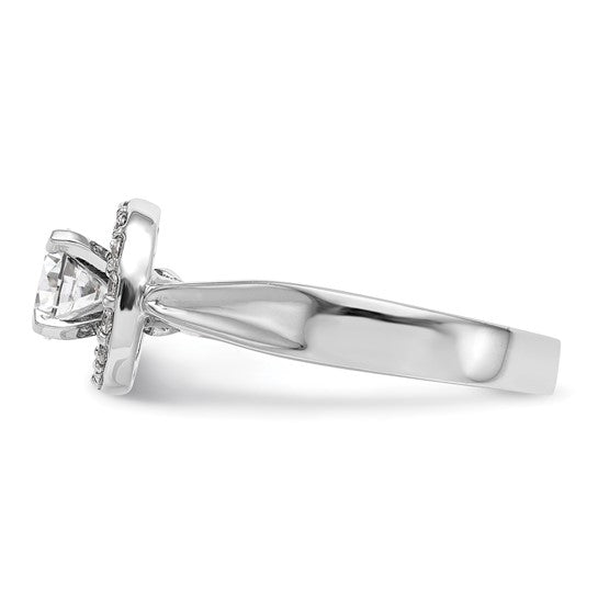 14K White Gold Round Diamond Semi-Mount Halo Engagement Ring