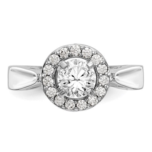 14K White Gold Round Diamond Semi-Mount Halo Engagement Ring