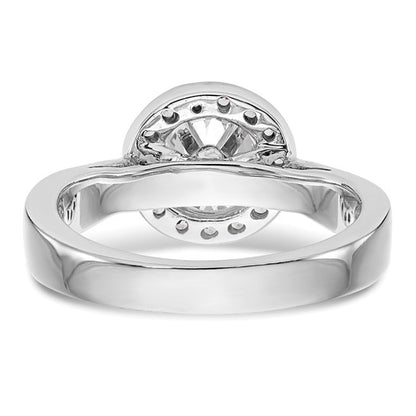 14K White Gold Round Diamond Semi-Mount Halo Engagement Ring