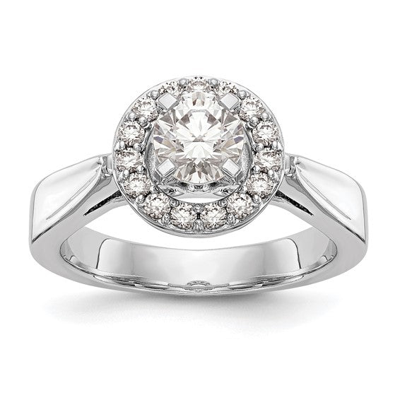 14K White Gold Round Diamond Semi-Mount Halo Engagement Ring