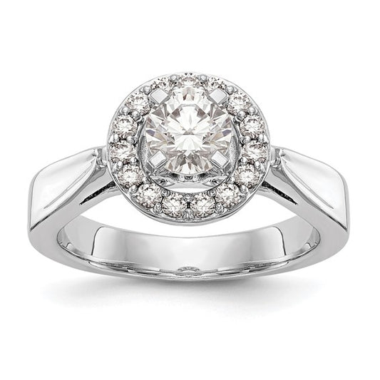 14K White Gold Round Diamond Semi-Mount Halo Engagement Ring