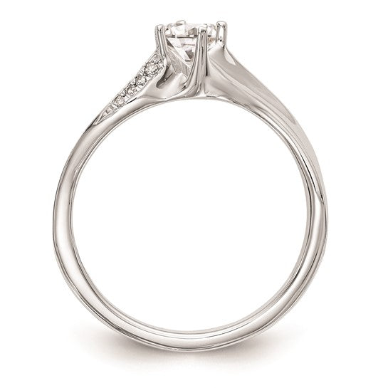 14k White Gold By-Pass (Holds 1/4 carat (4.1mm) Round Center) .03 carat Diamond Semi-mount Engagement Ring