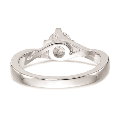 14k White Gold By-Pass (Holds 1/2 carat (5.00mm) Round Center) 1/10 carat Diamond Semi-mount Engagement Ring