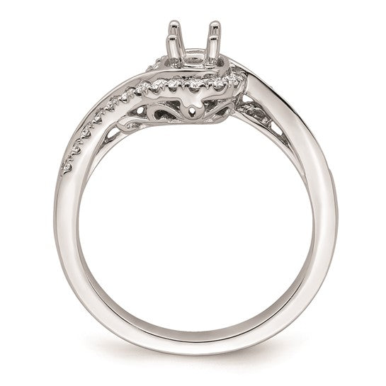 14k White Gold By-Pass (Holds 1/4 carat (4.00mm) Round Center) 1/4 carat Diamond Semi-mount Engagement Ring