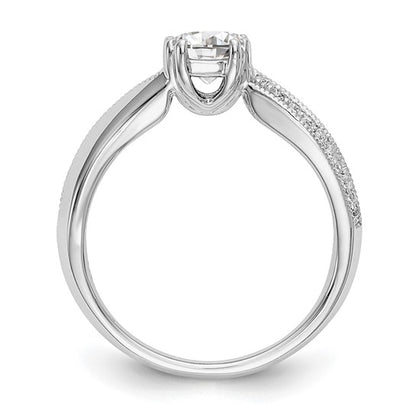 14k White Gold Diamond Round Semi-mount By-Pass Engagement Ring