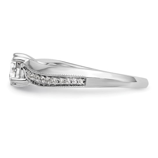 14k White Gold Diamond Round Semi-mount By-Pass Engagement Ring