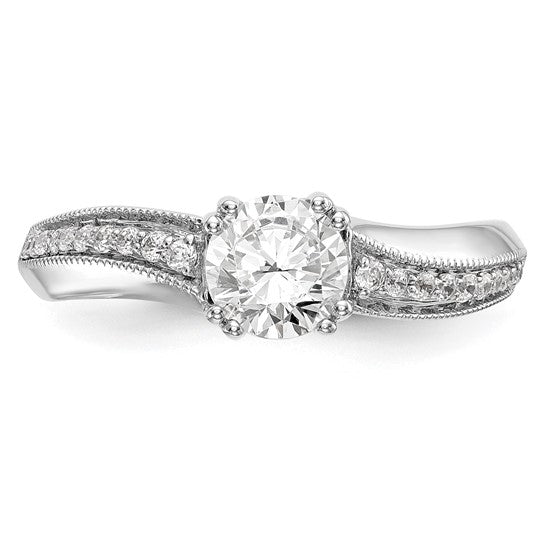 14k White Gold Diamond Round Semi-mount By-Pass Engagement Ring