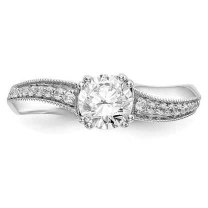 14k White Gold Diamond Round Semi-mount By-Pass Engagement Ring