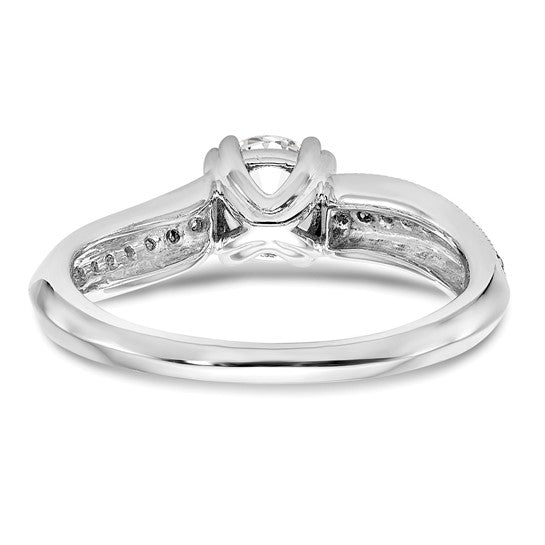 14k White Gold Diamond Round Semi-mount By-Pass Engagement Ring