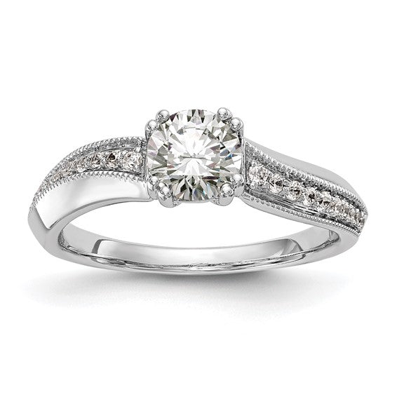 14k White Gold Diamond Round Semi-mount By-Pass Engagement Ring