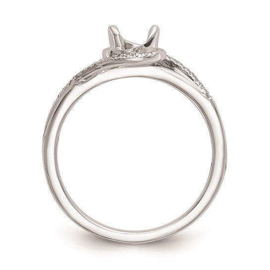 14k White Gold By-Pass (Holds 1/6 carat (3.6mm) Round Center) 1/15 carat Diamond Semi-mount Engagement Ring