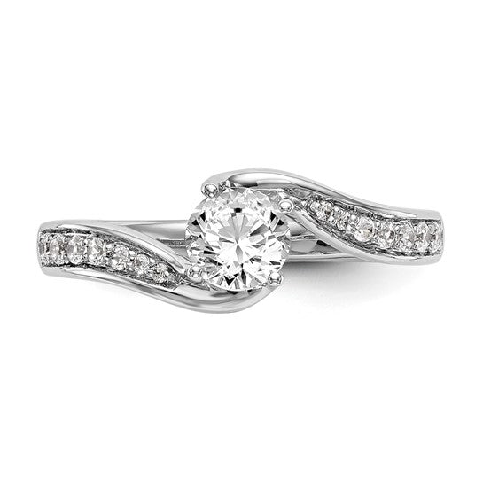14k White Gold Lab Grown Diamond By-Pass Complete Engagement Ring
