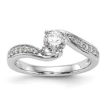 14k White Gold Lab Grown Diamond By-Pass Complete Engagement Ring