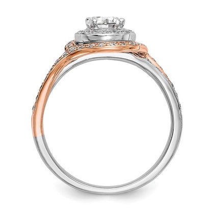 14k Two-tone Diamond Round Semi-mount By-Pass Engagement Ring