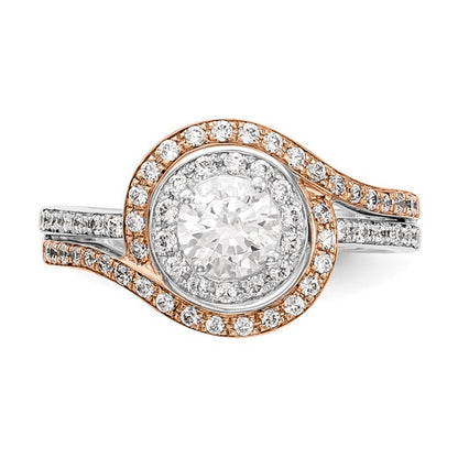 14k Two-tone Diamond Round Semi-mount By-Pass Engagement Ring