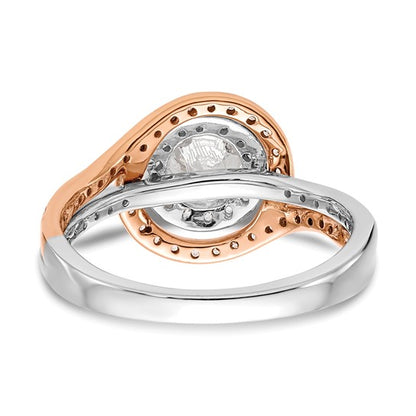 14k Two-tone Diamond Round Semi-mount By-Pass Engagement Ring