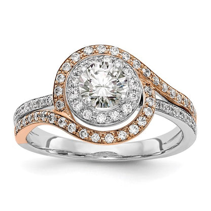 14k Two-tone Diamond Round Semi-mount By-Pass Engagement Ring