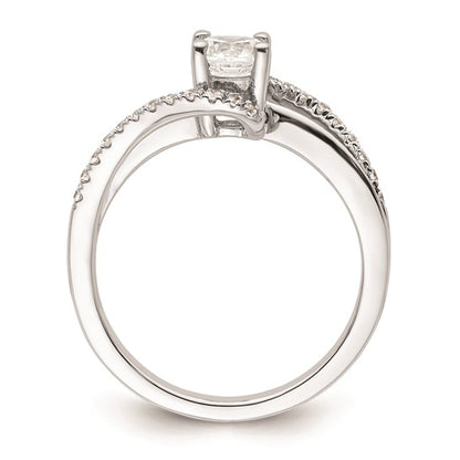 14k White Gold By-Pass (Holds 1/2 carat (5.1mm) Round Center) 1/4 carat Diamond Semi-mount Engagement Ring