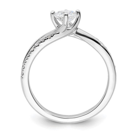 14K White Gold Lab Grown Diamond VS/SI GH, Round Complete Eng Ring