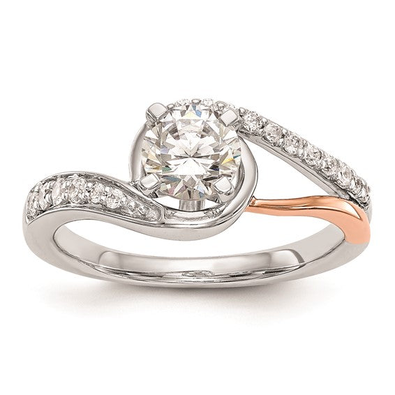 14k Two-tone By-Pass Peg Set 1/5 carat Diamond Semi-mount Engagement Ring