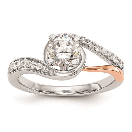 14k Two-tone By-Pass Peg Set 1/5 carat Diamond Semi-mount Engagement Ring