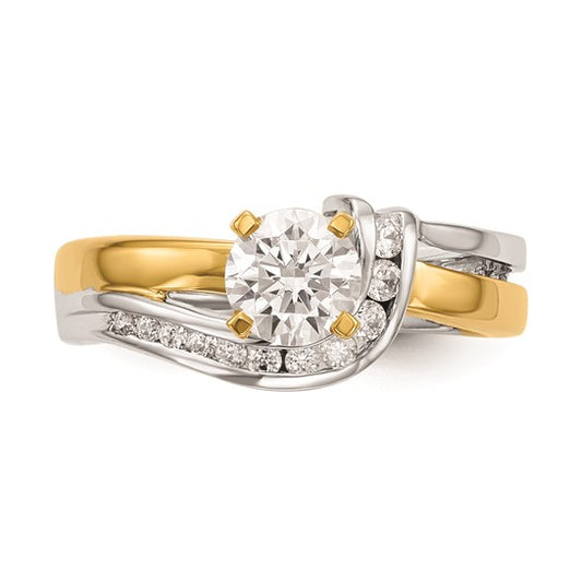 14k Two-tone By-Pass Peg Set 1/5 carat Diamond Semi-mount Engagement Ring