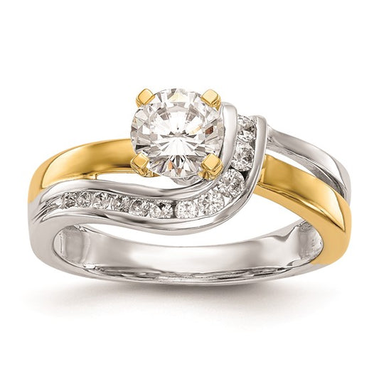 14k Two-tone By-Pass Peg Set 1/5 carat Diamond Semi-mount Engagement Ring