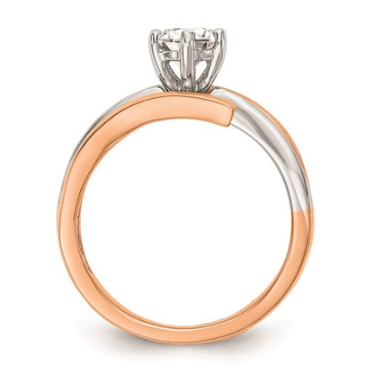 14k White and Rose Gold By-Pass Peg Set 1/6 carat Diamond Semi-mount Engagement Ring