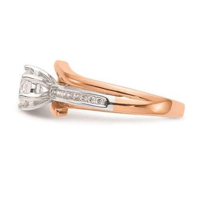 14k White and Rose Gold By-Pass Peg Set 1/6 carat Diamond Semi-mount Engagement Ring