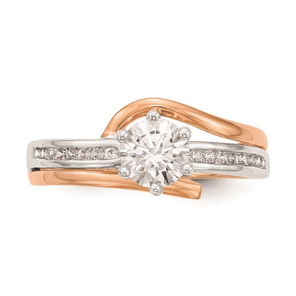 14k White and Rose Gold By-Pass Peg Set 1/6 carat Diamond Semi-mount Engagement Ring