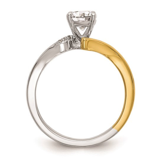 14k Two-tone By-Pass Peg Set .02 carat Diamond Semi-mount Engagement Ring