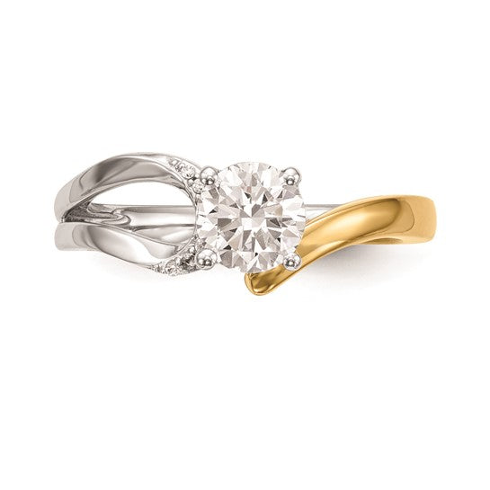 14k Two-tone By-Pass Peg Set .02 carat Diamond Semi-mount Engagement Ring