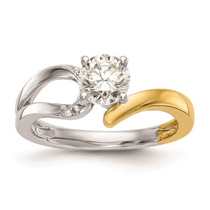 14k Two-tone By-Pass Peg Set .02 carat Diamond Semi-mount Engagement Ring