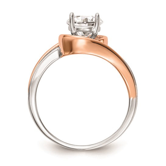 14k Two-tone By-Pass Peg Set 1/5 carat Diamond Semi-mount Engagement Ring