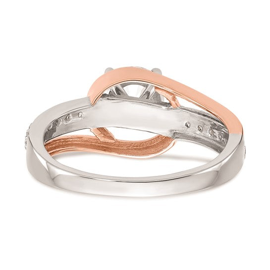 14k Two-tone By-Pass Peg Set 1/5 carat Diamond Semi-mount Engagement Ring
