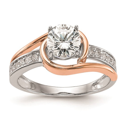 14k Two-tone By-Pass Peg Set 1/5 carat Diamond Semi-mount Engagement Ring