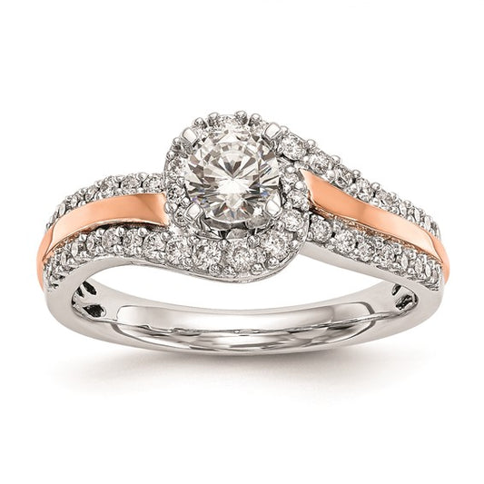 14k Two-tone By-Pass Peg Set 3/8 carat Diamond Semi-mount Engagement Ring