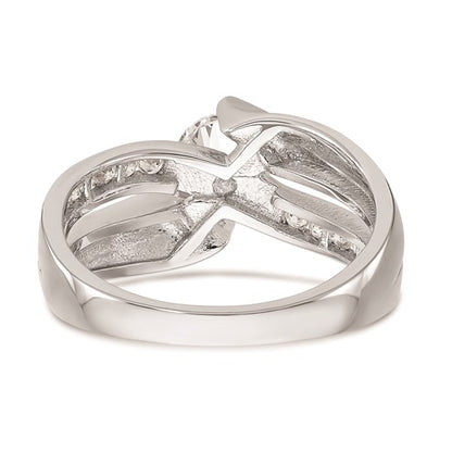 14k White Gold By-Pass Peg Set 1/5 carat Diamond Semi-mount Engagement Ring