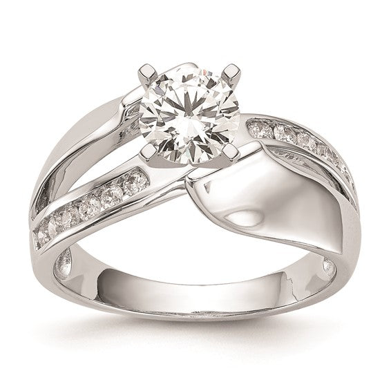 14k White Gold By-Pass Peg Set 1/5 carat Diamond Semi-mount Engagement Ring