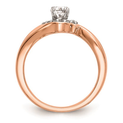 14k Rose Gold By-Pass Peg Set 1/20 carat Diamond Semi-mount Engagement Ring