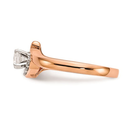 14k Rose Gold By-Pass Peg Set 1/20 carat Diamond Semi-mount Engagement Ring