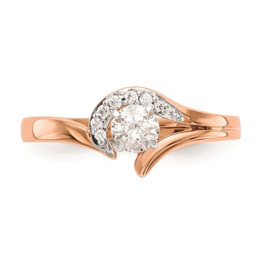 14k Rose Gold By-Pass Peg Set 1/20 carat Diamond Semi-mount Engagement Ring