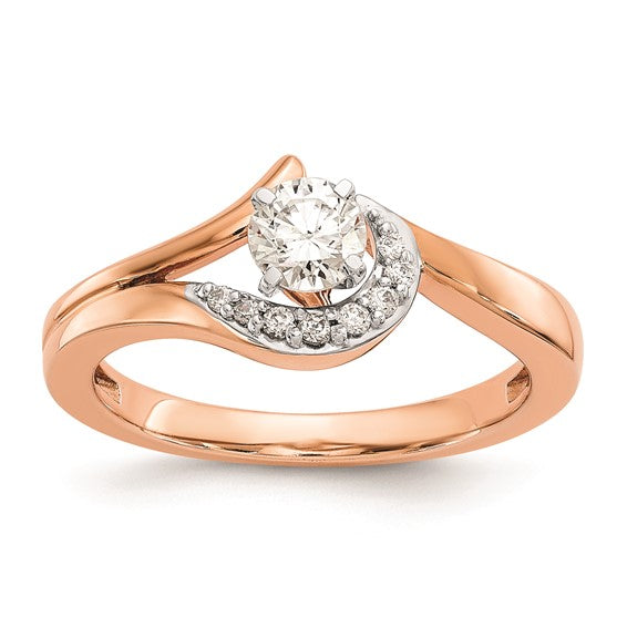 14k Rose Gold By-Pass Peg Set 1/20 carat Diamond Semi-mount Engagement Ring