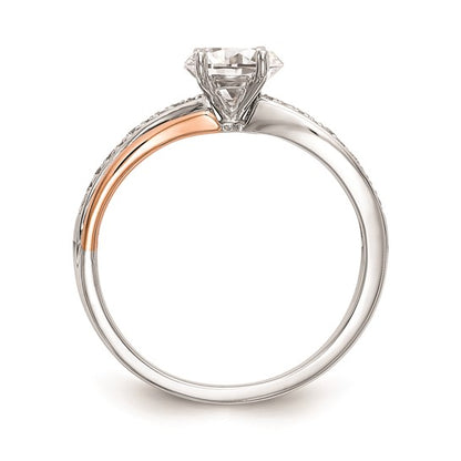 14k Two-tone By-Pass Peg Set 1/10 carat Diamond Semi-mount Engagement Ring