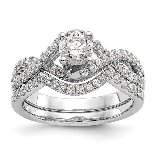 14K White Gold Lab Grown Diamond VS/SI GH, Round Complete Eng Ring