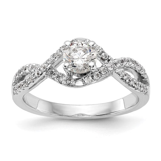 14K White Gold Lab Grown Diamond VS/SI GH, Round Complete Eng Ring