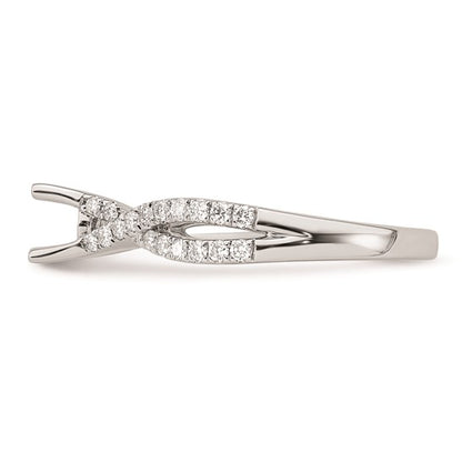 14k White Gold Criss-Cross (Holds 1/2 carat (5.2mm) Round Center) 1/3 carat Diamond Semi-mount Engagement Ring
