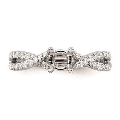 14k White Gold Criss-Cross (Holds 1/2 carat (5.2mm) Round Center) 1/3 carat Diamond Semi-mount Engagement Ring