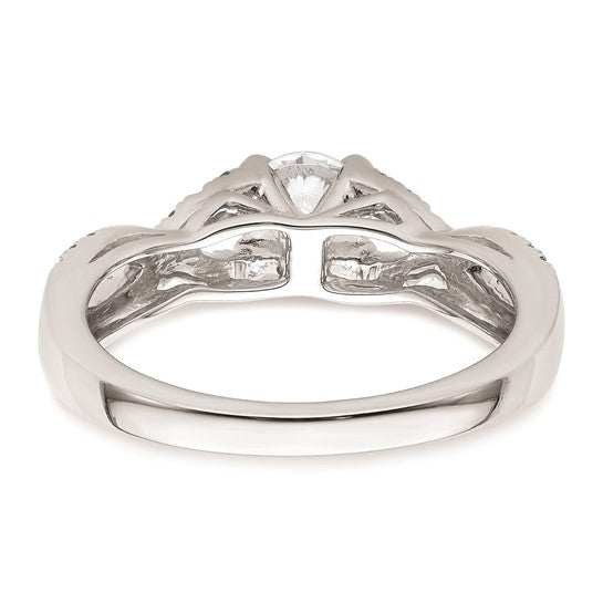 14k White Gold Criss-Cross (Holds 1/2 carat (5.2mm) Round Center) 1/3 carat Diamond Semi-mount Engagement Ring