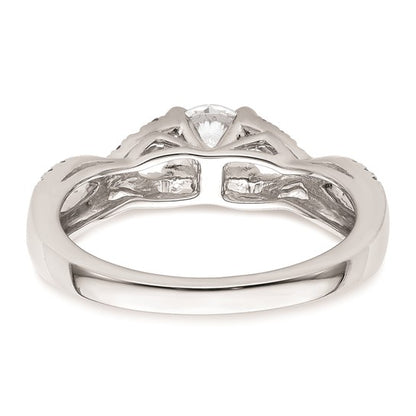 14k White Gold Criss-Cross (Holds 1/2 carat (5.2mm) Round Center) 1/3 carat Diamond Semi-mount Engagement Ring